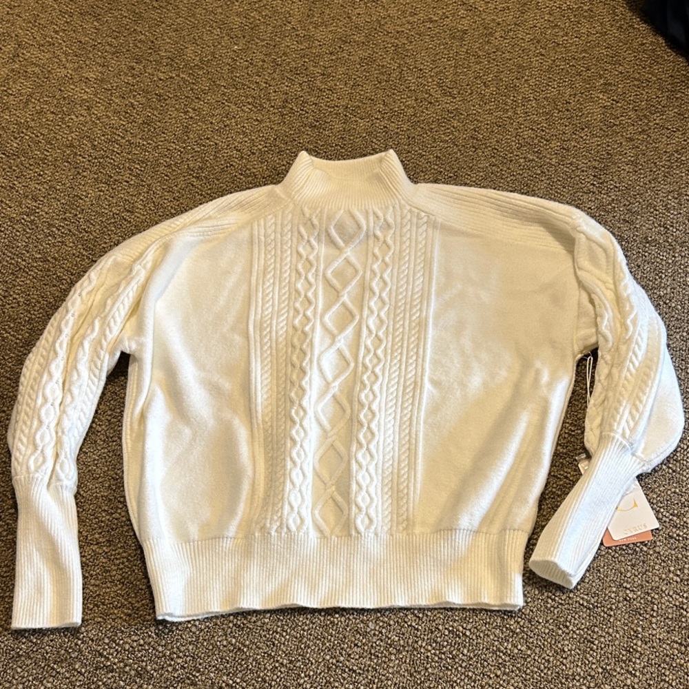 Cyrus White Cable Knit Sweater